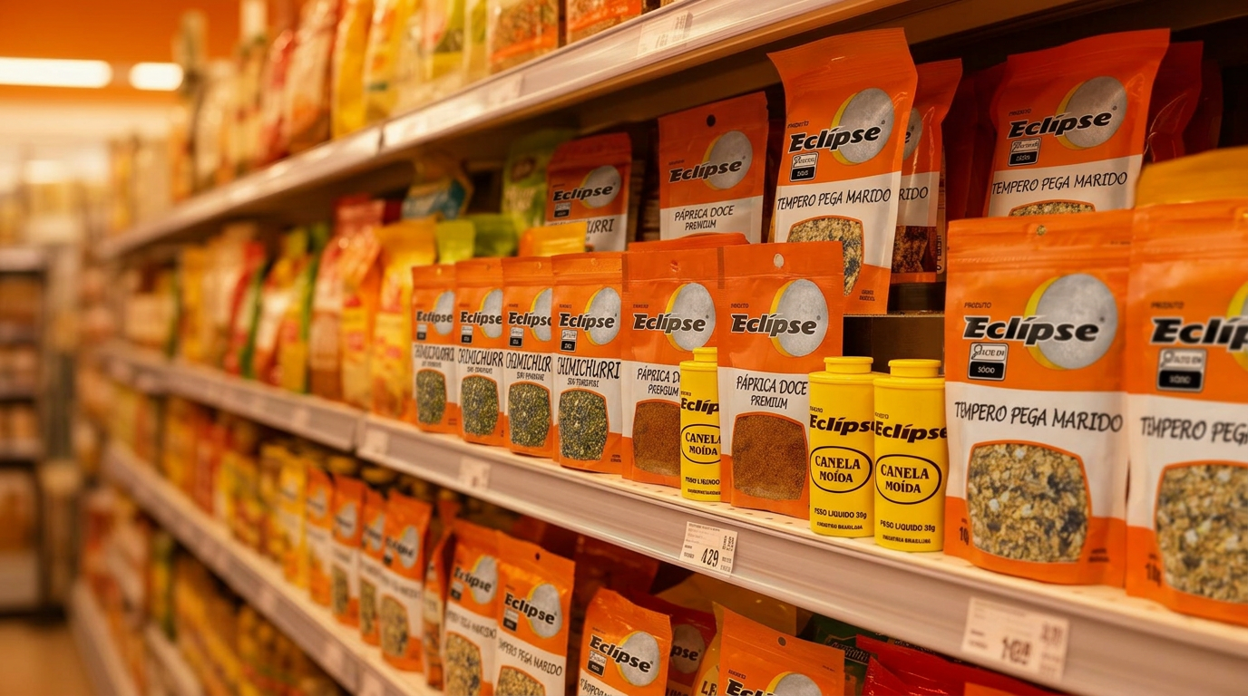 Gôndola de supermercado abastecida com temperos Eclipse